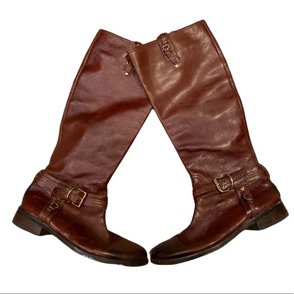 Vince Camuto Riding Boot Winter Leather Cognac Brown Size 9 - Picture 2 of 4